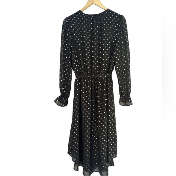 Gap Black Metallic Polka Dot Long Sleeve Midi Dress Women’s Size Small - Picture 4 of 9